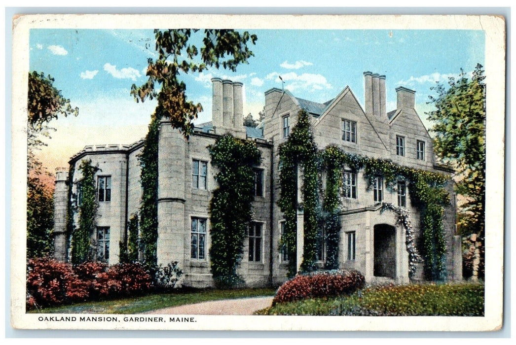 1922 Oakland Mansion House Gardiner Maine ME Posted Vintage Postcard