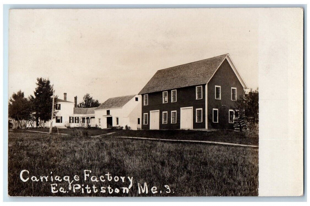 1909 Carriage Factory Business View East Pittston Maine ME RPPC Photo Postcard