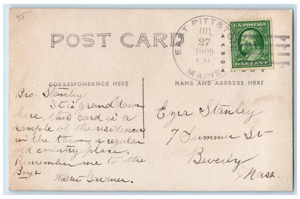 1909 Carriage Factory Business View East Pittston Maine ME RPPC Photo Postcard