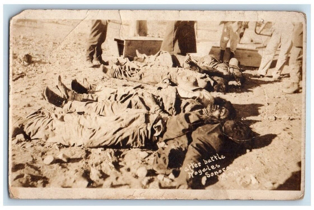 c1910's Mexican War After Battle Bodies Nogales Mexico RPPC Photo Postcard