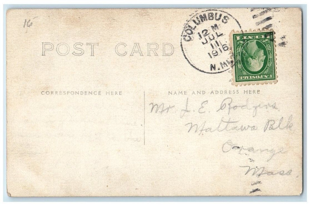1916 International Boundary Soldier Mule Columbus NM RPPC Photo Postcard