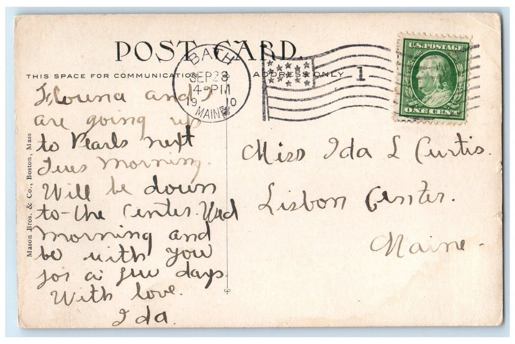 1910 Public Library Building Dirt Road Gardiner Maine ME Posted Antique Postcard