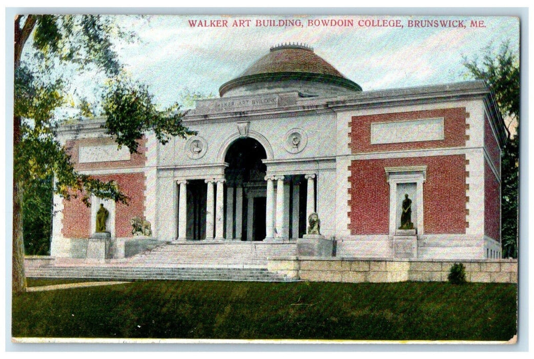 1908 Walker Art Building Bowdoin College Brunswick Maine ME Antique Postcard