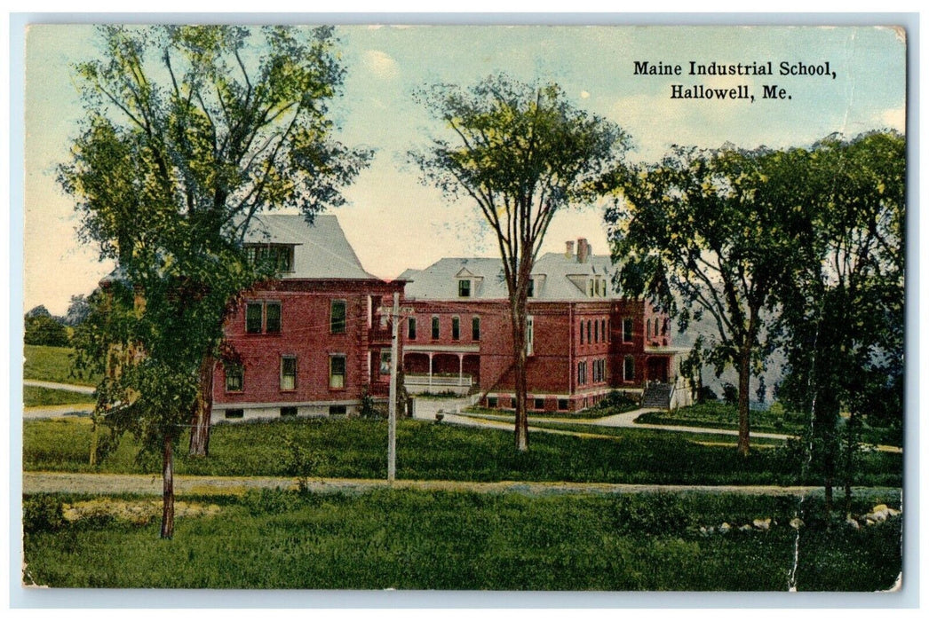 c1910's Maine Industrial School Building Campus Hallowell Maine ME Postcard