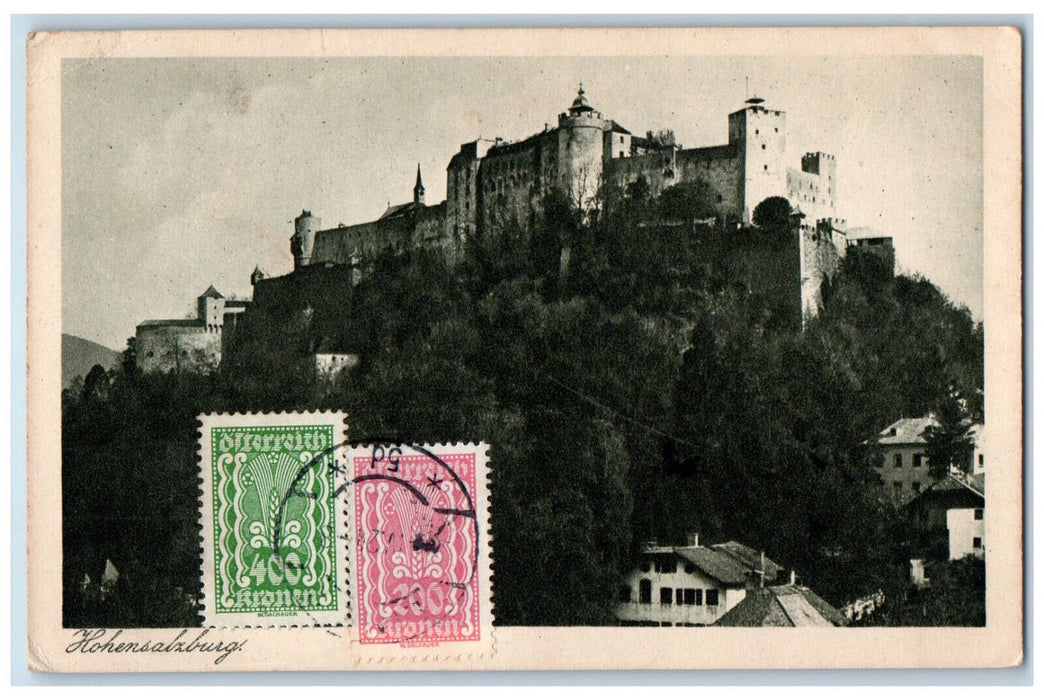 1924 Hohensalzburg Castle Salzburg Austria Heinz Schwarzlmuller Stamp Postcard