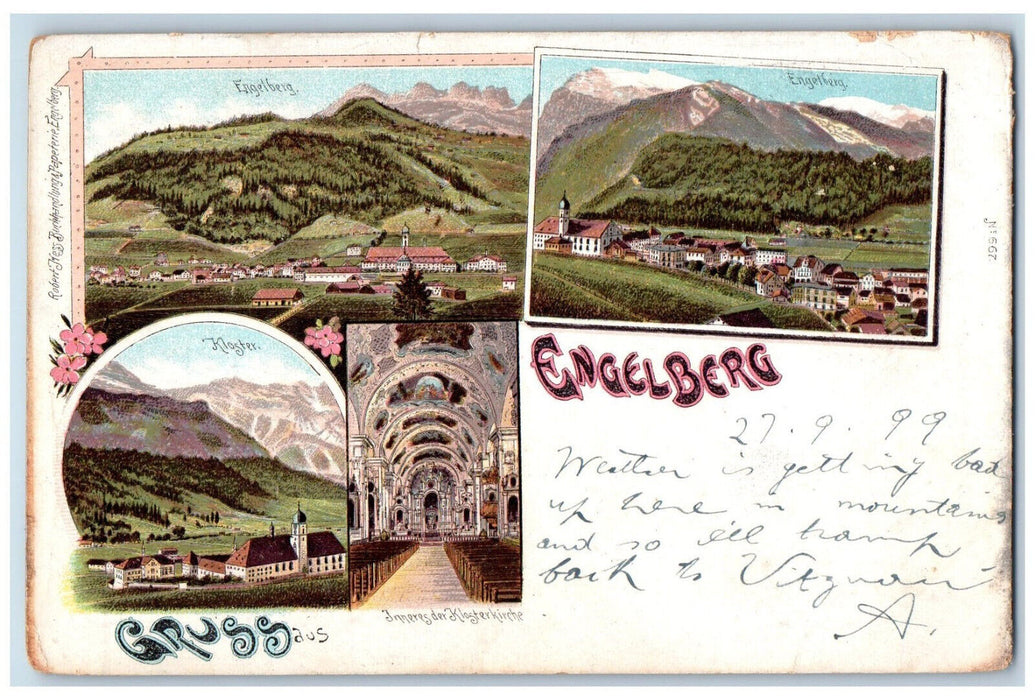 1899 Greetings from Engelberg Switzerland Paterson NJ Multiview PMC Postcard
