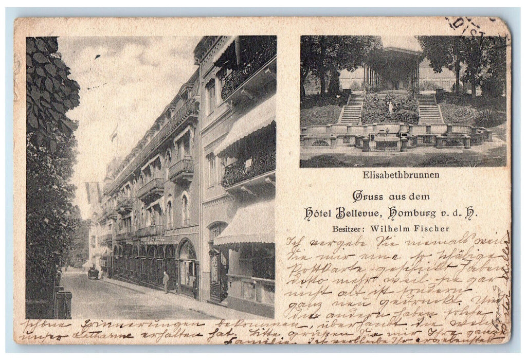 1908 Greetings From Hotel Bellevue Homburg Germany Multiview Postcard