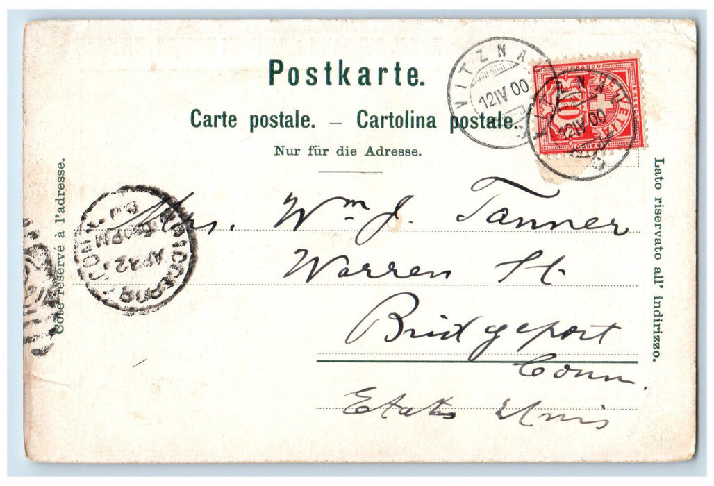 1900 Hotel Rigibahn & Pension Kohler Vitznau Lucerne Switzerland Posted Postcard