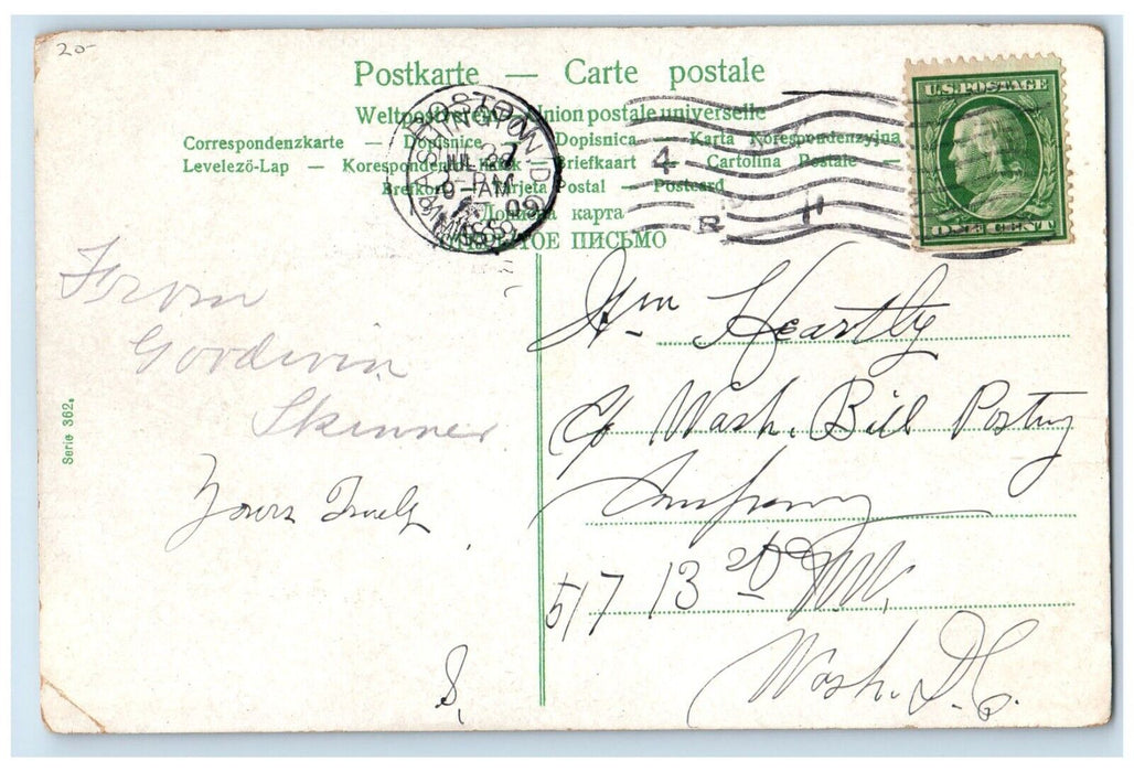 1909 New Hampshire Babies Farm Bicycle Building Boston MA Antique Postcard