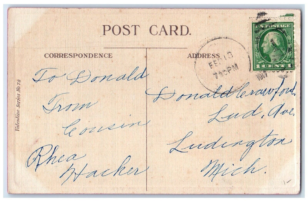 1917 Valentine Big Heart Sad Boy Wish I Had A Girl Posted Antique Postcard