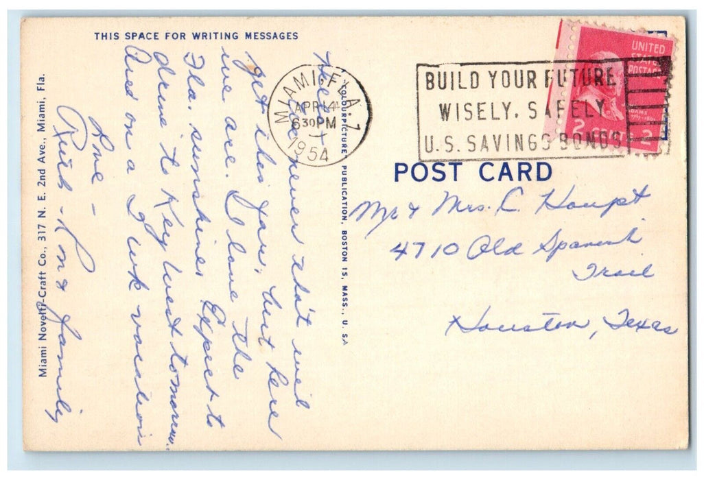 1954 Bayfront Park Municipal Auditorium Looking South Miami Florida FL Postcard