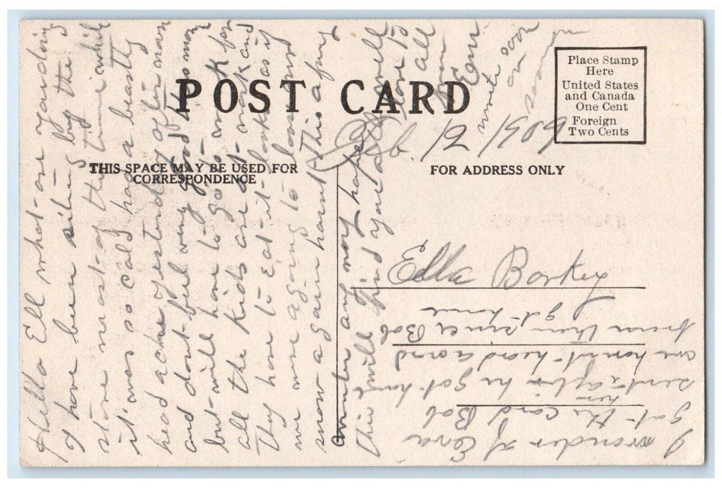 1909 Valentine Heart Flowers Dove Delivering Letter Posted Antique Postcard