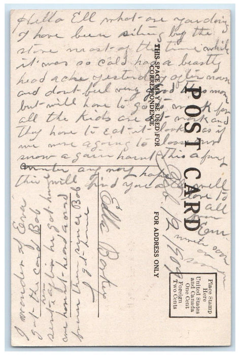 1909 Valentine Heart Flowers Dove Delivering Letter Posted Antique Postcard