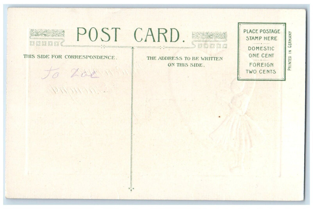 Valentine Thoughts Dutch Woman Reading Letter Big Heart Winsch Back Postcard