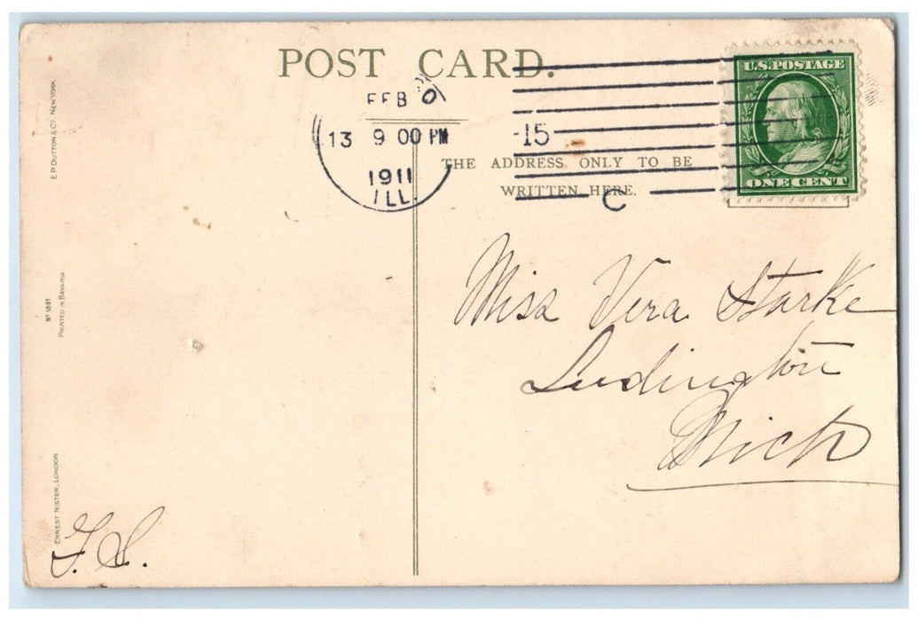 1911 Valentine Cupids Railway Map Cupid Angel Hearts Ludington MI Postcard