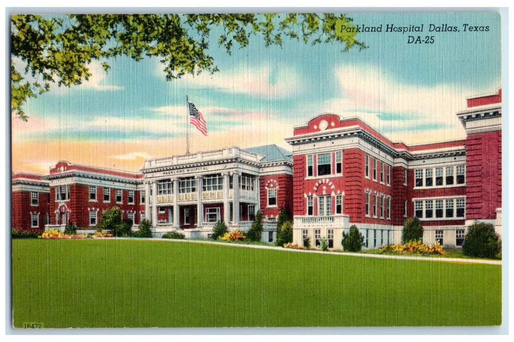 c1940 Exterior View Parkland Hospital Building Dallas Texas TX Antique Postcard