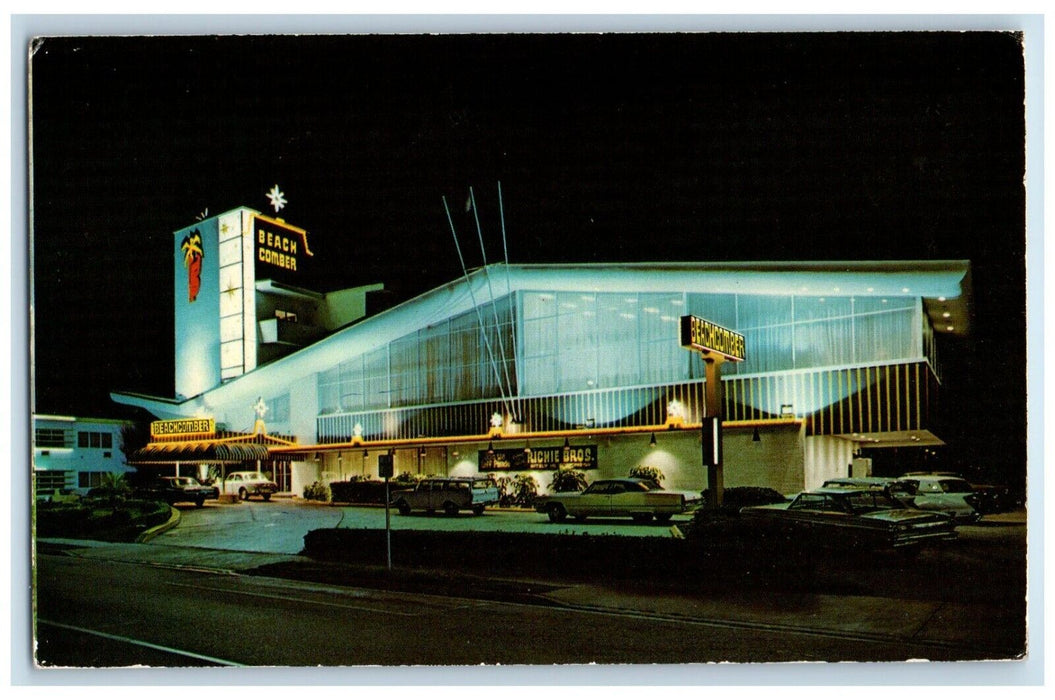 1972 Exterior View Beachcomber Resort Night Scene Miami Beach Florida Postcard
