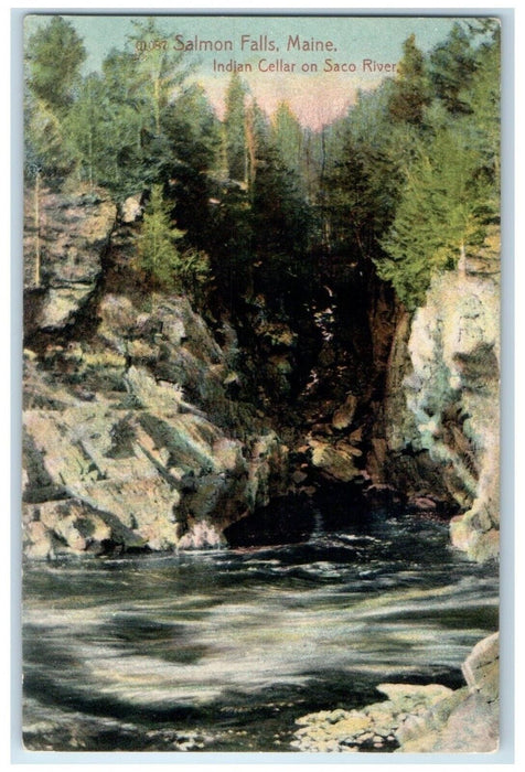 1910 Scenic View Indian Cellar Saco River Salmon Falls Maine ME Vintage Postcard