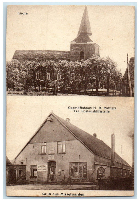 c1940s Church Business Building Grub Aus Misselwarden Germany Multiview Postcard