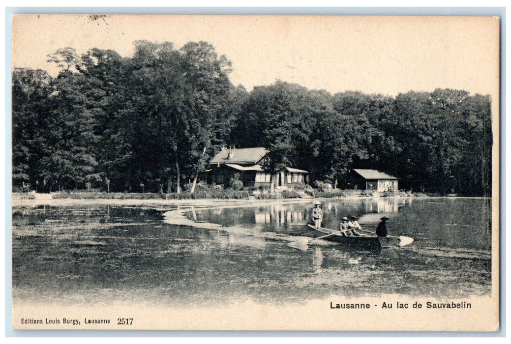 1908 At Lake Sauvabelin Lausanne Switzerland Antique Posted Postcard
