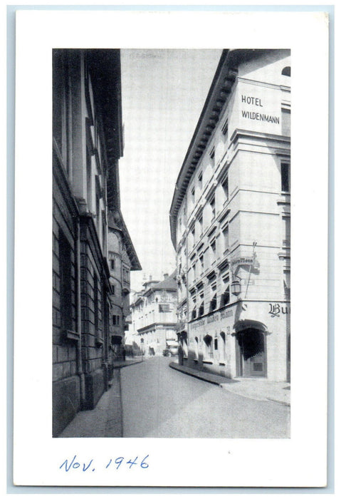 c1940s Bahnhofstrasse Hotel & Restaurant Wildenmann Lucerne Switzerland Postcard
