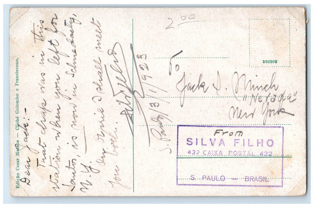 1923 Estacao Da Luz S. Paulo Brazil Antique Unposted Silva Filho Stamp Postcard