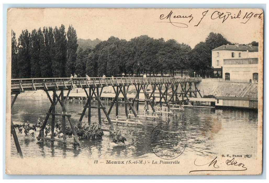 1906 The Passerelle Meaux France (S.-et-M.) Posted Antique Postcard