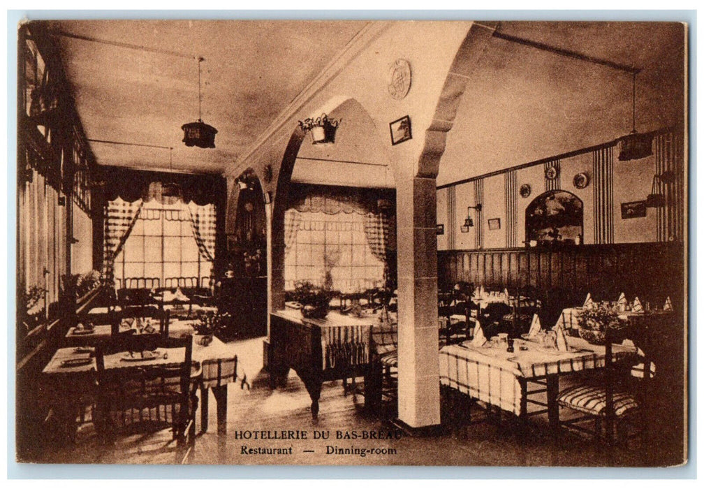 c1940's Hotellerie Du Bas-Breau Restaurant Dining Room Barbizon France Postcard