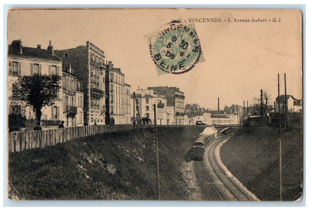 1906 Road View L'Avenue Aubert G.I. Vincennes France Antique Posted Postcard