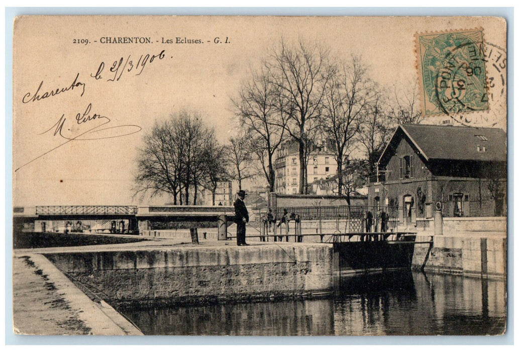 1906 Les Ecluses G.I. Charenton Paris France Antique Posted Postcard