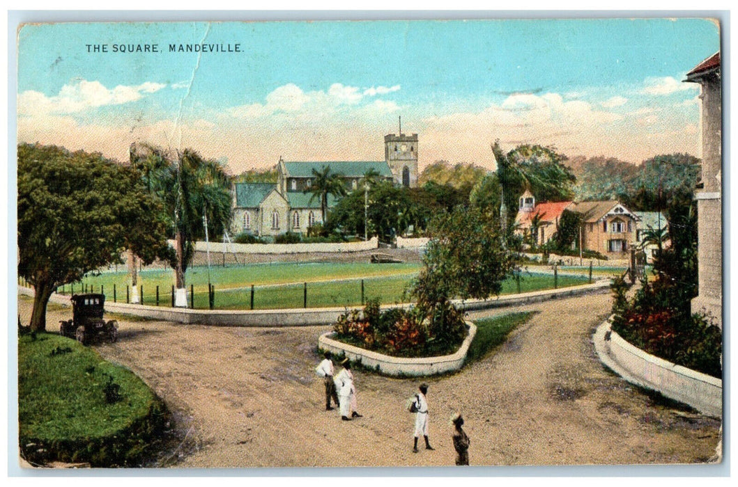 1933 The Square Mandeville Louisiana LA Kingston Jamaica Antique Posted Postcard