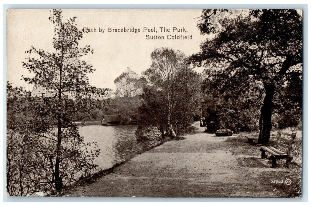 c1910 Path By Bracebridge Pool The Park Sutton Coldfield England Postcard