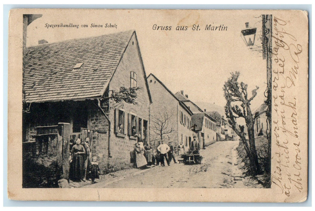 c1910 Spice Shop By Simon Schulz Greetings from St. Martin Antique Postcard