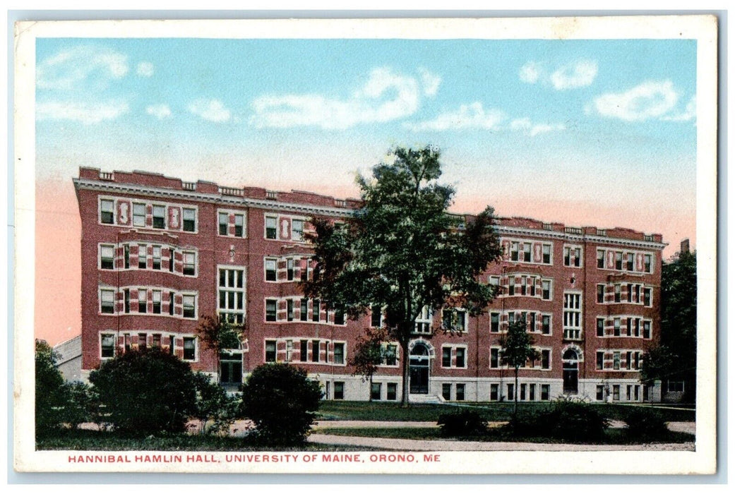 1920 Exterior View Hannibal Hamlin Hall University Maine Orono Maine ME Postcard
