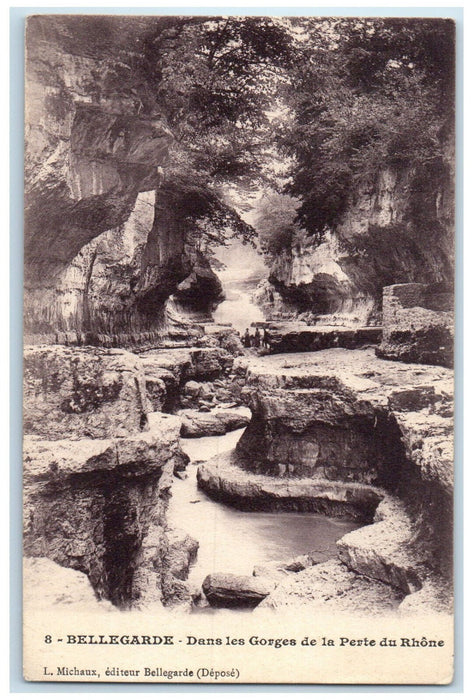 1907 In The Gorges Perte Du Rhone Bellegarde France Antique Posted Postcard