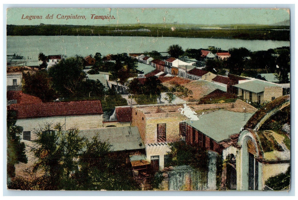 1913 View of Laguna Del Carpintero Tampico Mexico Antique Posted Postcard