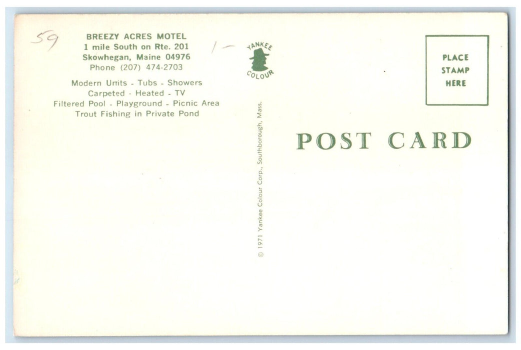 c1960 Breezy Acres Motel Skowhegan Maine ME Multi-View Antique Unposted Postcard