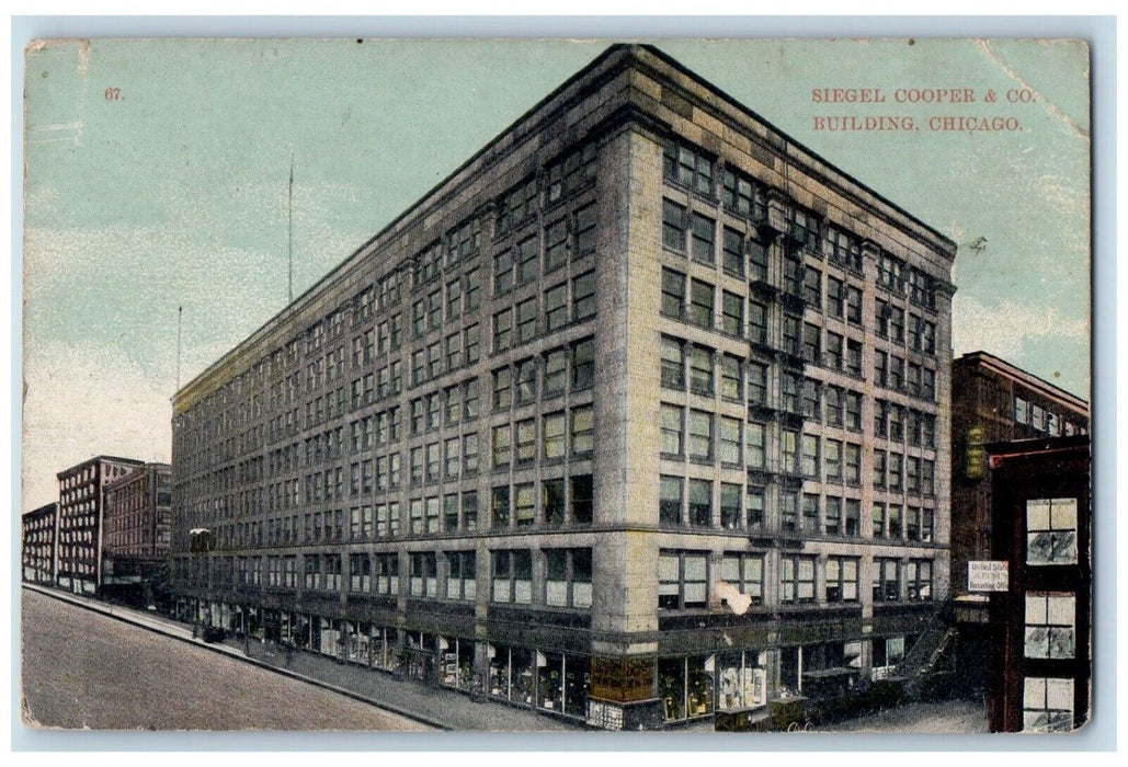 1912 Siegel Cooper Co. Building Exterior Street Road Chicago Illinois Postcard