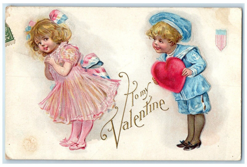 c1910's Valentine Little Sweetheart Embossed Bridgeville Michigan MI Postcard