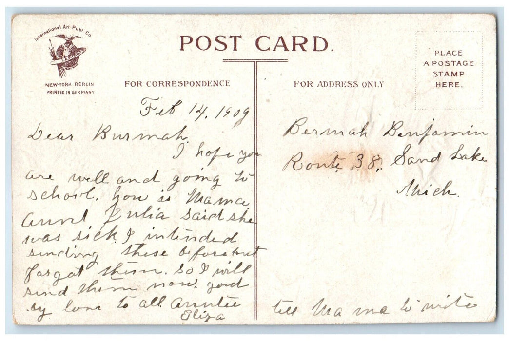 1909 Valentine Pretty Women Little Cupid Angel Fighting Clapsaddle Postcard