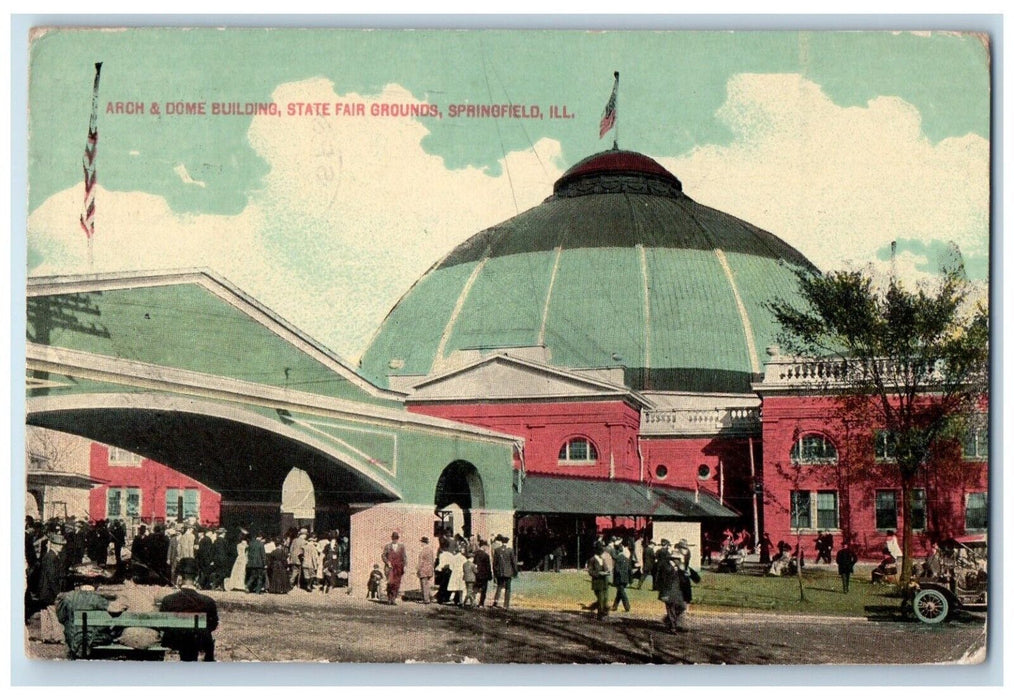 1915 Arch Dome Building State Fair Grounds Springfield Illinois Vintage Postcard