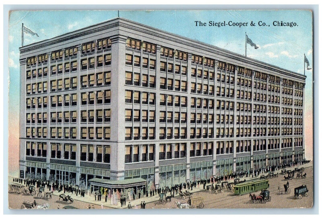 1914 Siegel-Cooper Co. Big Store Exterior Streetcar Chicago Illinois IL Postcard