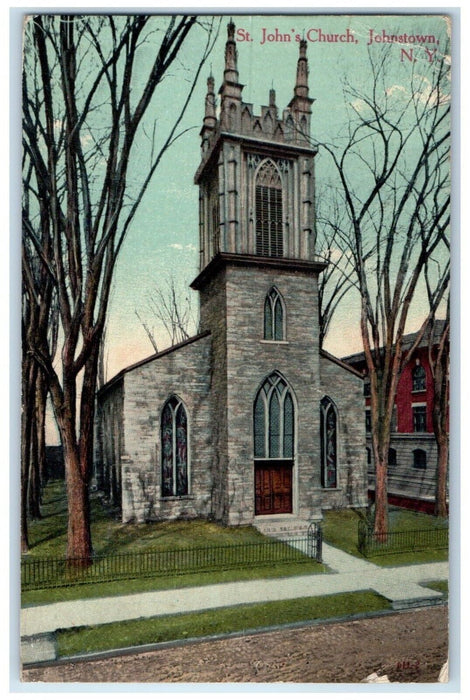 1914 St. John's Church Chapel Exterior Building Johnstown New York NY Postcard