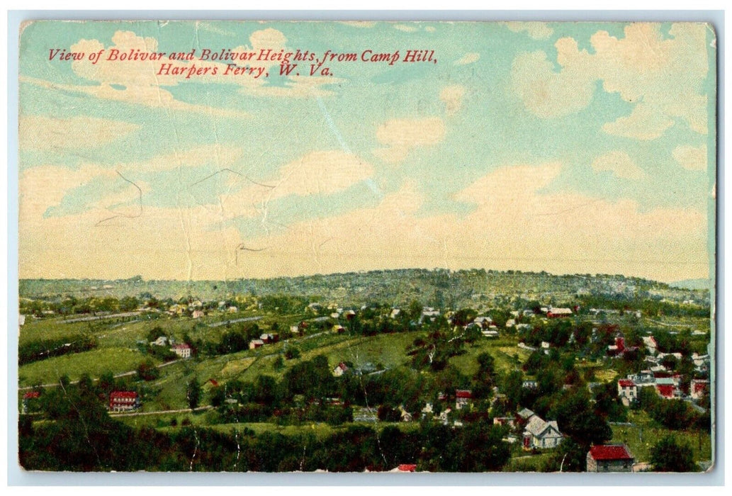 1912 View Bolivar Heights Camp Hill Harpers Ferry West Virginia Vintage Postcard