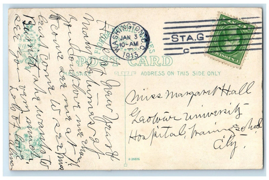 1913 Florida East Coast Railway Bridge Across Moser Channel Florida FL Postcard