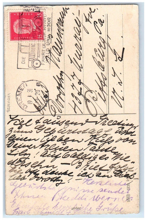 1920 Birthday Girls With Flowers Dog Bremen Germany Posted Vintage Postcard