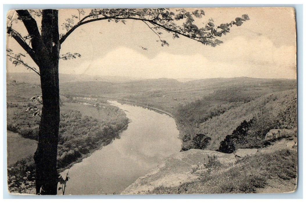 1942 View From Indian Lookout Roosevelt Highway Wyalusing Towanda PA Postcard