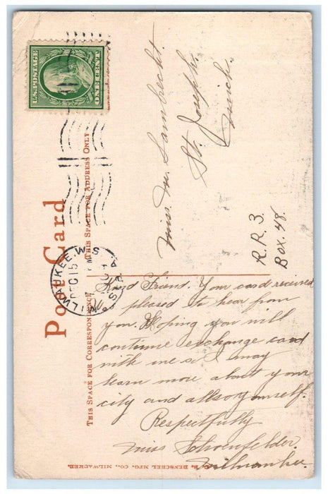 1909 Moonlight Scene Washington Park Canoeing Milwaukee Wisconsin WI Postcard