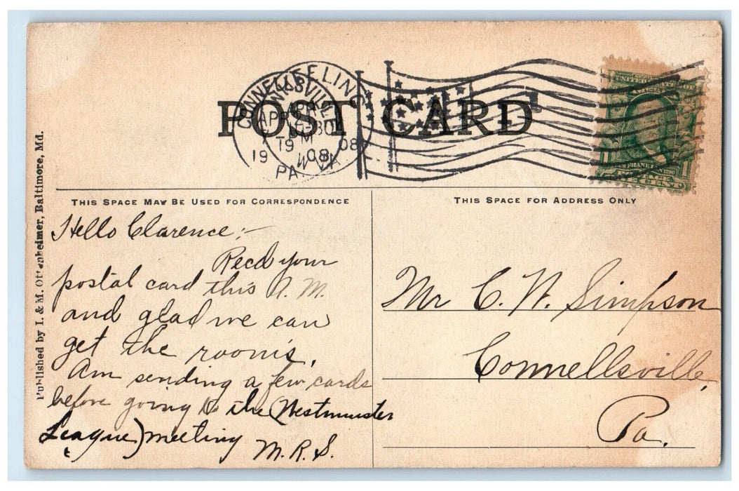 1908 The Historic Holy Rock Bridgeport Ohio OH, Connellsville WV Posted Postcard