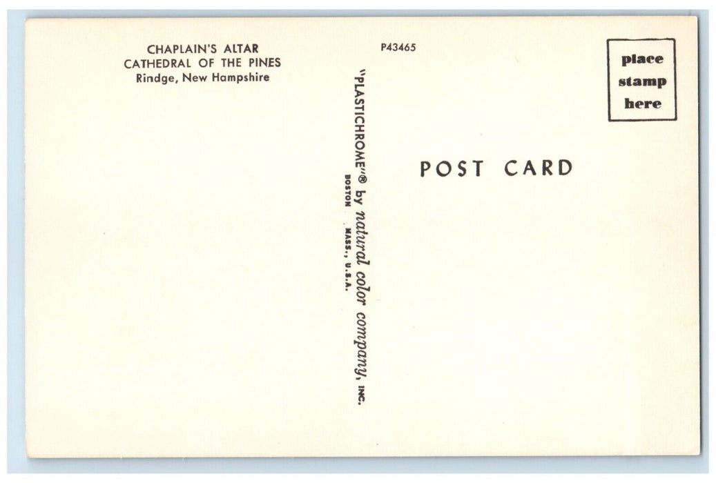 Chaplain's Altar Cathedral Of The Pines Rindge New Hampshire NH Vintage Postcard